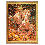 Картина янтарная "Бегущие лошади" 60х80 см