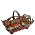 0012823/26*36*10см Хохлома ФРУКТОВНИЦА  ПРЯМОУГОЛЬНАЯ С РУЧКОЙ