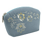Косметичка бархатная с вышивкой "Весеннее настроение". Голубая, фотография 1. Интернет-магазин ЛАВКА ПОДАРКОВ