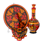 Питейный набор на 6 персон "Водочный". Хохлома