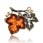 0049779/2204.4 Брошь Листики Винограда (коньячный)