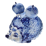  Гжель СКУЛЬПТУРА "Ежик-грибник"  