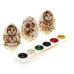 0070687 НАБОР -ДЕРЕВЯННАЯ ЗАГОТОВКА ПОД РОСПИСЬ "ЯЙЦО"3 шт, акварель