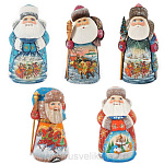 0016074/18см Скульптура из дерева "Дед Мороз" в ассортименте 18см