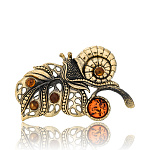 0045385/1812.4 Брошь Улитка на ветке (коньячный)