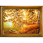 Картина янтарная "Пейзаж. Река"