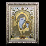 0015651 Златоуст Икона "Божией Матери "Казанская" черн.серебра, камни Р-0274