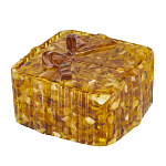 Шкатулка квадратная из янтаря "Бант"