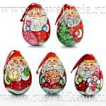 0027759/020311 Сувенир ЯЙЦО-НЕВАЛЯШКА "ДЕД МОРОЗ с подарком" 6*11см  