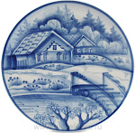 26160 Гжель Тарелка "Зима" 14см  Авт. Алехин С.С. 