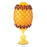 0059873-НП /6*10см Изделия из янтаря ЯЙЦО пасхальное оплетенное "ГЕОМЕТРИЯ" на подставке 