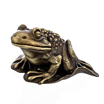 8974 Бронза Скульптура-шкатулка "Лягушка" на листе патинир
