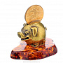 Статуэтка с янтарем "Свинка с монеткой", фотография 1. Интернет-магазин ЛАВКА ПОДАРКОВ