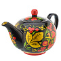 Чайник заварочный 500 мл "Клубника". Хохлома, фотография 2. Интернет-магазин ЛАВКА ПОДАРКОВ