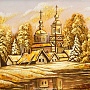 Картина янтарная "Пейзаж с часовней" 40х60 см, фотография 2. Интернет-магазин ЛАВКА ПОДАРКОВ