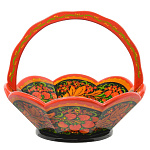 0036600/25*25см Хохлома КОНФЕТНИЦА "КОРЗИНКА"ВОСЬМИГРАННАЯ