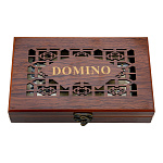 0073567/С-109 ДОМИНО в резной шкатулке 28шт костяшка 5*2,5см 12*20 белое