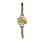 724048/фианит/сред. вес 28-29г  Серебро 925* БРАСЛЕТ вст.Янтарь фианит р/п