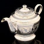 9888 Серебро 875* ЧАЙНИК ЗАВАРОЧНЫЙ гравировка, чернение серебра в П/У