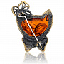 Брошь с янтарем "Кити", фотография 1. Интернет-магазин ЛАВКА ПОДАРКОВ