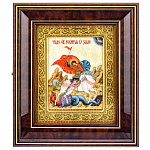 0066828-0327 Икона рукописная Георгий Победоносец перламутр 290-335 мм рама сус зол киот