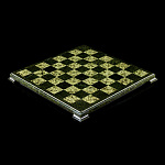 0066455/КАМ -1853 Нат.камень Доска шахматная 42*42см Змеевик (без фигур)