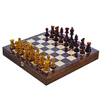 300778-НП Шахматный Ларец с Янтарными фигурами 37*37см