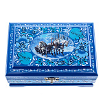 0016818/12*8см Хохлома ШКАТУЛКА ЗИМА /ТРОЙКА 12*8см Н0003