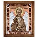 0070809 ИКОНА в киоте "АНГЕЛ ХРАНИТЕЛЬ" береза, поталь 38*32 см