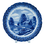 201219 Гжель ТАРЕЛКА декоративная "ЛЕТО В ДЕРЕВНЕ" d-17.5 см