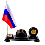 0035329 Нат.Камень Письменный набор настольный (обсидиан) ОМ-005