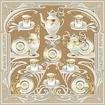 500014 Сувенирный платок "Сысертский фарфор", 90*90, 70% шёлк 30% вискоза МД Нины Ручкиной