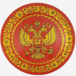 Декоративная тарелка-панно "Герб РФ" Хохлома