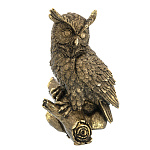 0073029/101305 Изделие декоративное ФИЛИН НА БРЕВНЕ  h=19  Цв.Бронза с позолотой