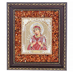 Настенная янтарная икона "Божья Матерь Семистрельная" 19х22 см