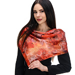 0074379-Атлас 89*89см ПЛАТОК ППС Авт.Макаганчук И. АЛЫЙ  (шелк 100%)10196-5