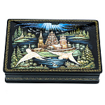 0070993 Лаковая миниатюра Шкатулка "ЛЕБЕДИНАЯ ПЕСНЯ" 15*10*4см 111