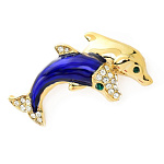 -8643 Традиции ФАБЕРЖЕ  Брошь "ДЕЛЬФИНЫ"