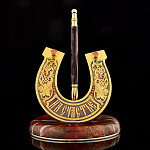 0044435 НАБОР настольный"ПОДКОВА НА СЧАСТЬЕ" ручка на подставке Яшма в П/У