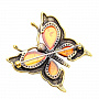 Брошь с янтарем "Бабочка со стразами 2". Коньячный, фотография 1. Интернет-магазин ЛАВКА ПОДАРКОВ
