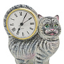 Часы настольные "Кот". Гжель в цвете, фотография 2. Интернет-магазин ЛАВКА ПОДАРКОВ