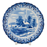 Тарелка декоративная "Пейзаж". Гжель