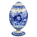  Гжель Яйцо Пасхальное малое в золоте 15см Авт. Алехин С.С.