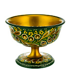 2114 Хохлома Конфетница на ножке  рисунок "Ландыши" выс.12см