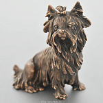 0021598 Бронза Скульптура "Йоркширский терьер" патиниров.