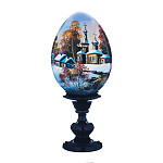 0059002/8,5см ЯЙЦО Пасхальное на подставке "ПРИРОДА"  дерево/лак