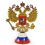 24183/12-14*16см  Хохлома ГЕРБ РФ настольный с резьбой МАЛЫЙ в ассорт.