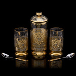 Чайный набор с френч-прессом и подстаканниками. Златоуст