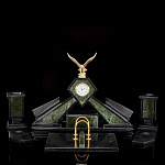 0027351/4011 Нат.камень Настольный НАБОР  "ОРЕЛ" нефрит