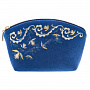 Косметичка бархатная "Нефертити". Темно-синяя с золотой вышивкой, фотография 1. Интернет-магазин ЛАВКА ПОДАРКОВ
